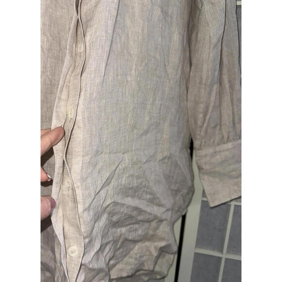 Massimo Dutti Beige Linen Oversized Minimalist Organic Natural Button Up Blouse - Picture 13 of 15